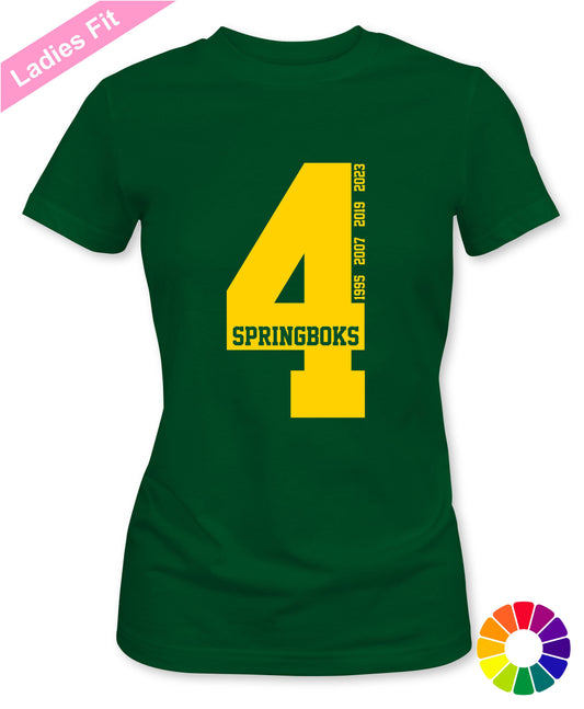 Ladies Fit Springboks 4 x Winners T-Shirt